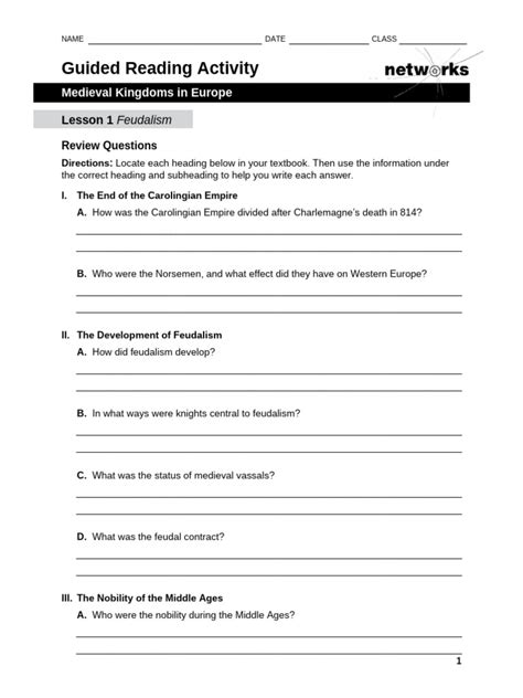 Guided Activity 15 2 Feudalism Answers PDF