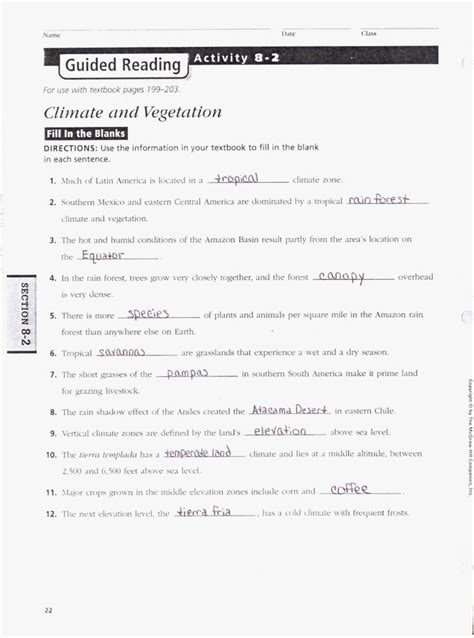 Guided Activity 2 Climate Answers Reader