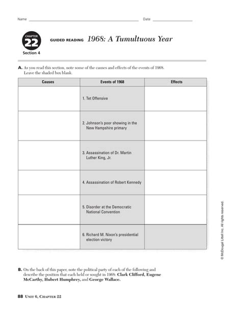 Guided Reading 1968 A Tumultuous Year Answers Reader