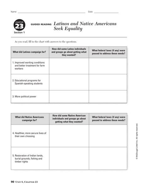 Guided Reading Latinos And Native Americans Seek Equality Answers Epub