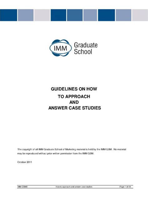 Guidelines On How To Approach And Answer Case Studies Epub