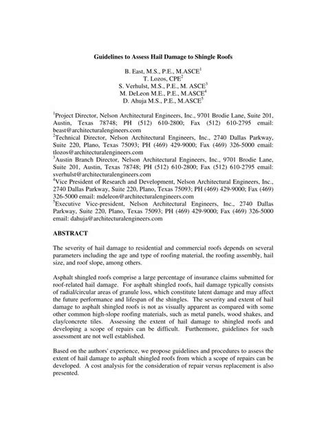 Guidelines to Assess Hail Damage to Shingle Roofs pdf Doc