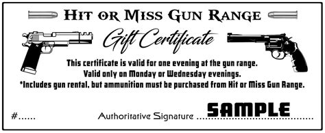 Gun Gift Certificate Template