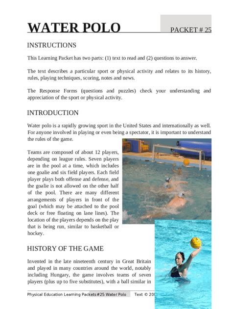 Gym Packets Answers Key For Water Polo Epub