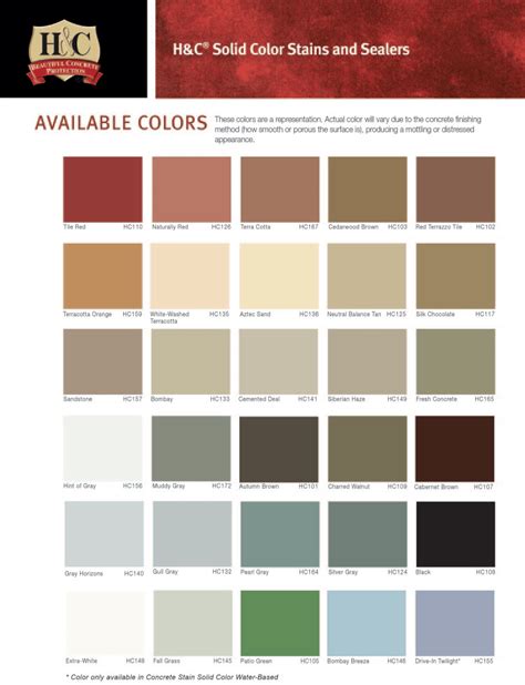 H&c Color Chart