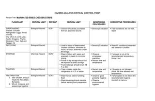 HACCP PLAN FOR CHICKEN CURRY Ebook Epub