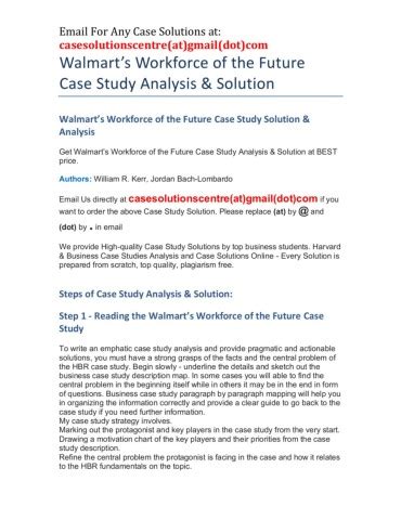 HARVARD CASE STUDY WALMART CASE ANALYSIS Ebook Epub