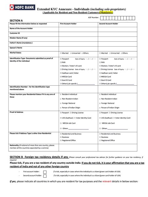 HDFC Bank Extended KYC Form: A Comprehensive Guide for Account Holders