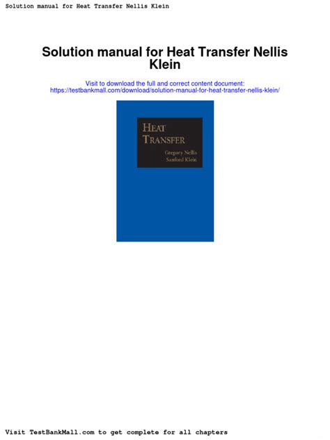 HEAT TRANSFER NELLIS KLEIN SOLUTIONS MANUAL Ebook Kindle Editon
