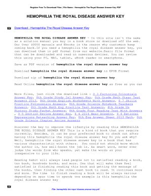 HEMOPHILIA THE ROYAL DISEASE ANSWER KEY Ebook Reader