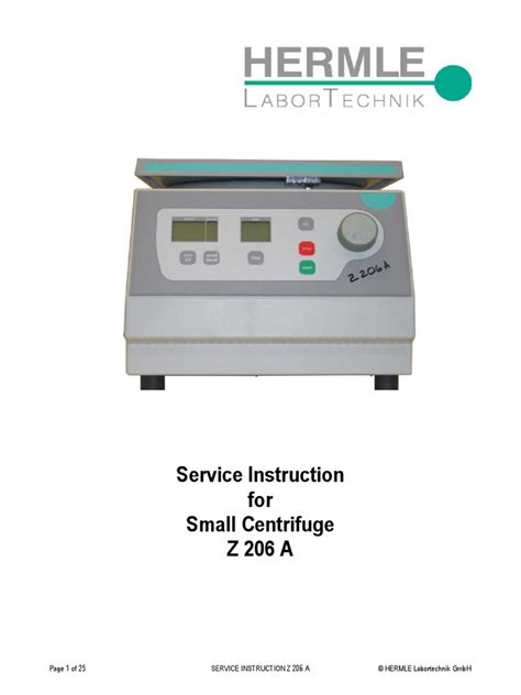 HERMLE Z200A CENTRIFUGE SERVICE MANUAL Ebook Doc