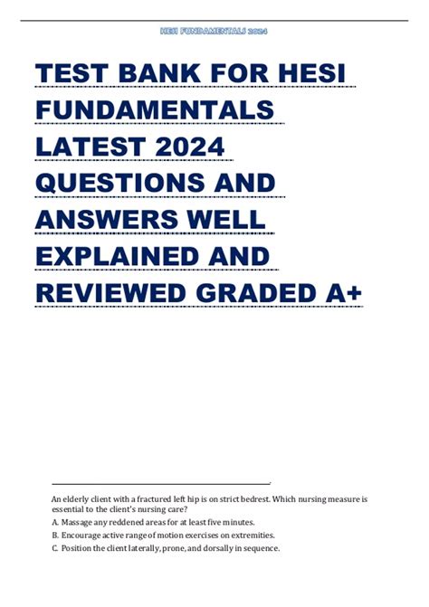 HESI FUNDAMENTALS TEST BANK Ebook Ebook Kindle Editon