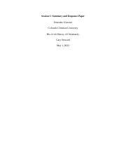 HIS-211A Session 1 Summary and Response Paper
