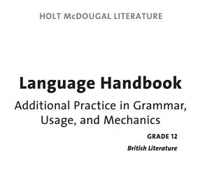 HOLT MCDOUGAL LITERATURE LANGUAGE HANDBOOK ANSWER KEY Ebook Doc