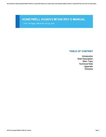 HONEYWELL M7240 MANUAL Ebook PDF