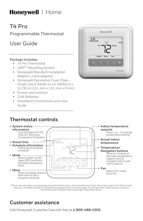 HONEYWELL THERMOSTAT INSTRUCTIONS MANUAL Ebook Doc