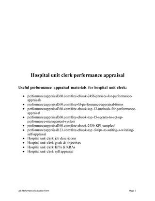 HOSPITAL UNIT CLERK TEST Ebook Doc