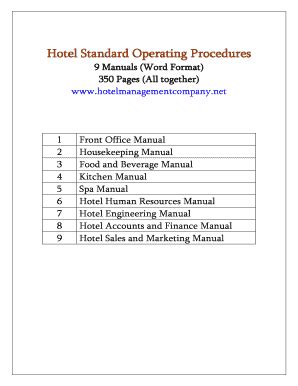 HOTEL STANDARD OPERATING PROCEDURES MANUAL Ebook Kindle Editon