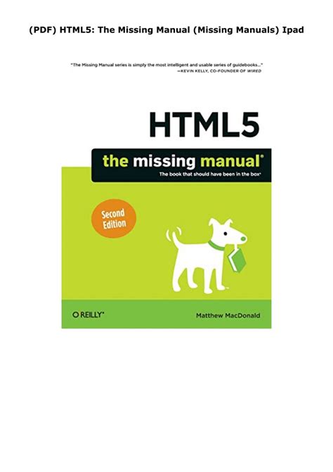 HTML5 The Missing Manual Missing Manuals Kindle Editon