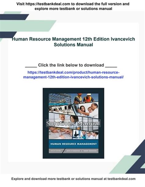 HUMAN RESOURCE MANAGEMENT 12TH EDITION IVANCEVICH Ebook Doc