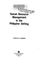 HUMAN RESOURCE MANAGEMENT IN THE PHILIPPINE SETTING BY ANDRES TOMAS PDF Epub