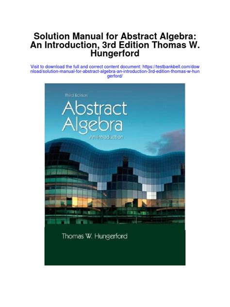 HUNGERFORD ABSTRACT ALGEBRA SOLUTIONS MANUAL Ebook Kindle Editon