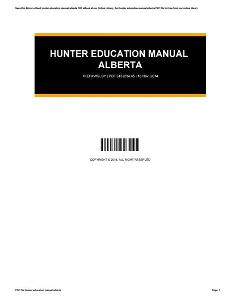 HUNTER EDUCATION MANUAL ALBERTA Ebook Kindle Editon