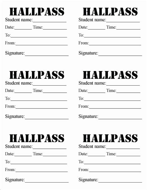 Hall Pass Template