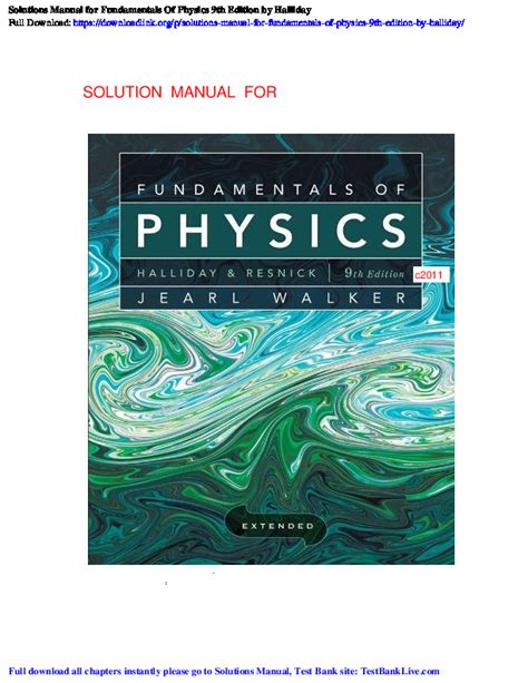 Halliday Fundamentals Of Physics 9e Solutions Manual 2 Reader