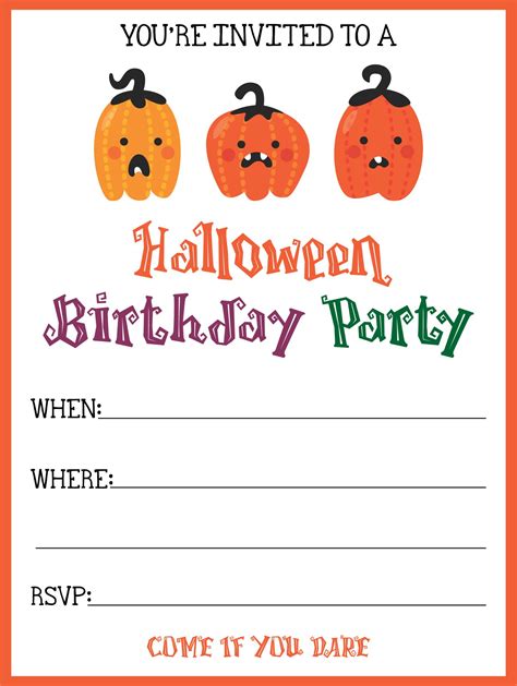 Halloween Birthday Invites Printable