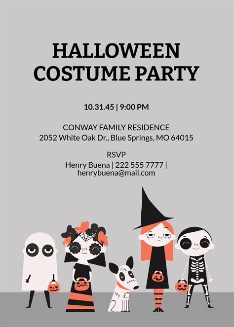 Halloween Costume Party Invitations Templates