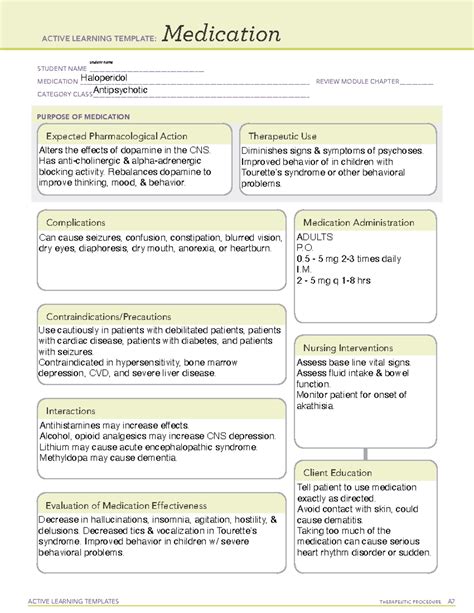 Haloperidol Ati Medication Template