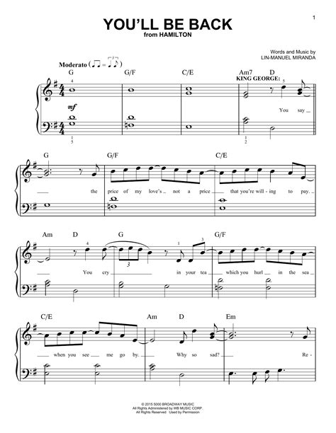 Hamilton Easy Piano PDF