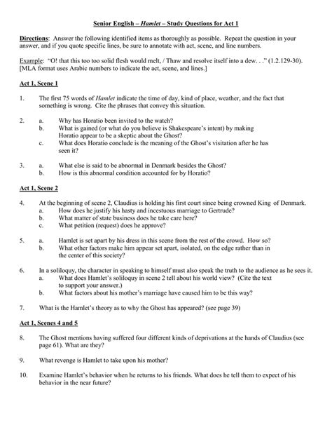 Hamlet Ap Lit Study Guide Answers Doc
