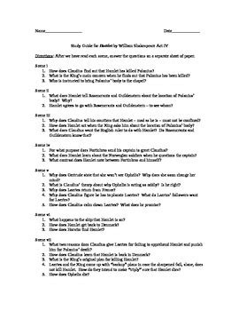 Hamlet Lesson 9 Handout 12 Answers Doc