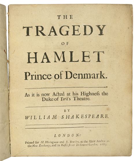 Hamlet Prince of Denmark a tragedy As it is now acted at the Theatres-Royal in Drury-Lane and Covent-Garden Written by William Shakespeare Doc