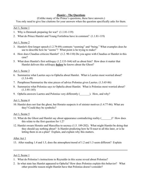 Hamlet study guide questions and answers Ebook PDF