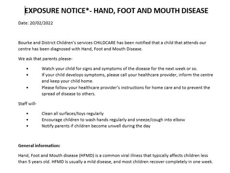 Hand, Foot, and Mouth Exposure Notice: Protect Your Family and Community