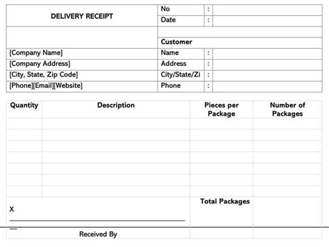 Hand Delivery Receipt Template Ebook PDF