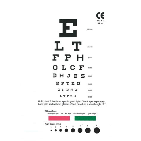Hand Held Snellen Chart