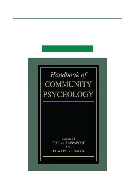 Handbook of Community Psychology 1st Edition Kindle Editon