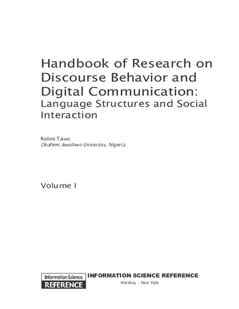 Handbook of Research on Discourse Behavior and Digital Communication Language Structures and Social Kindle Editon