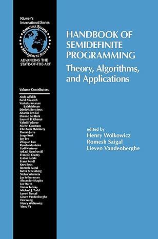 Handbook of Semidefinite Programming Theory, Algorithms, and Applications 1st Edition Epub