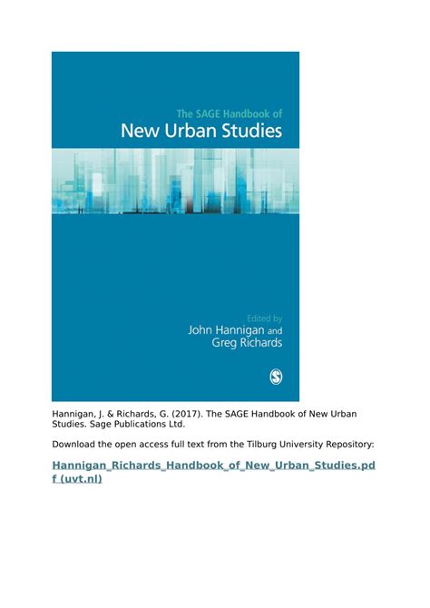 Handbook of Urban Studies Epub