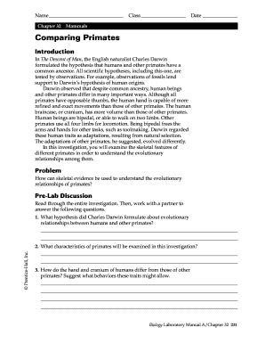 Hands Of Primates Lab Answer Key PDF