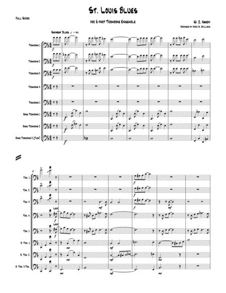 Handy St Louis Blues for 8-part Trombone Ensemble arranged by Marc Williams PDF