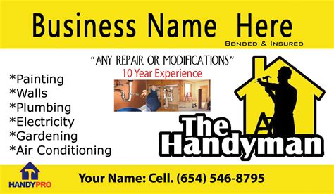 Handyman Business Cards Templates Free