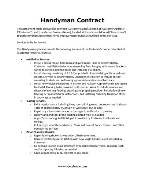 Handyman Contract Template