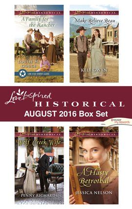 Harlequin Love Inspired Historical August 2016 Box Set A Family for the RancherWolf Creek WifeMake-Believe BeauA Hasty Betrothal PDF