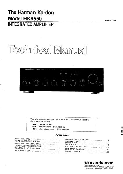 Harman Kardon Hk6550 Integrated Amplifier Service Manual.. Reader